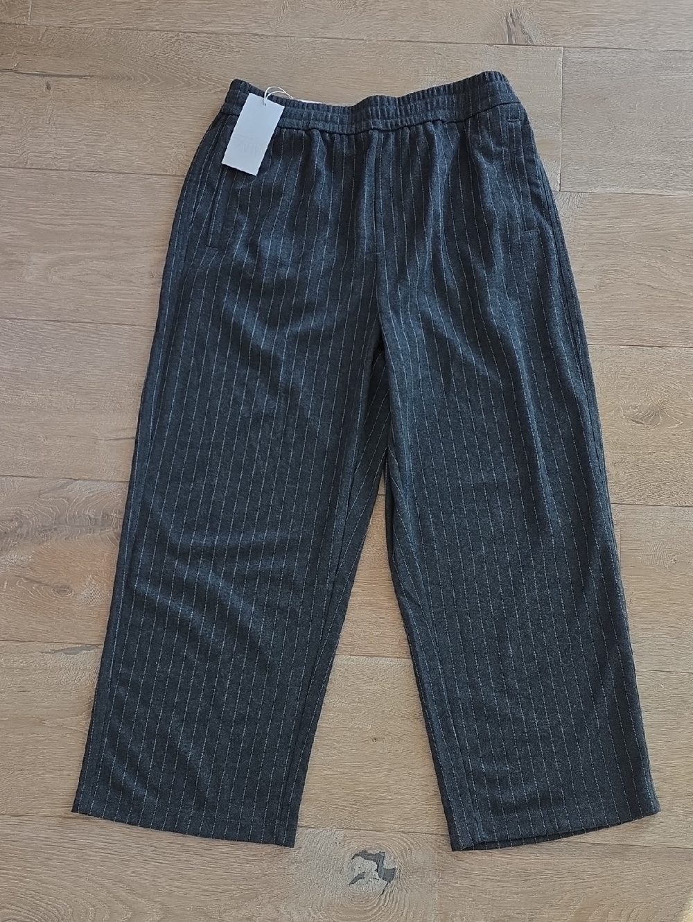 Zara Dark Gray Pinstripe Baggy Trousers